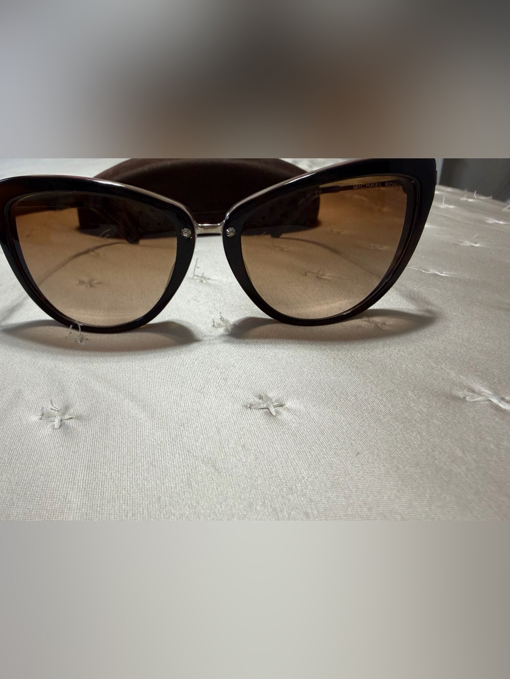 Michael Kors Black Cat-Eye Sunglasses with Brown Gradient Lenses